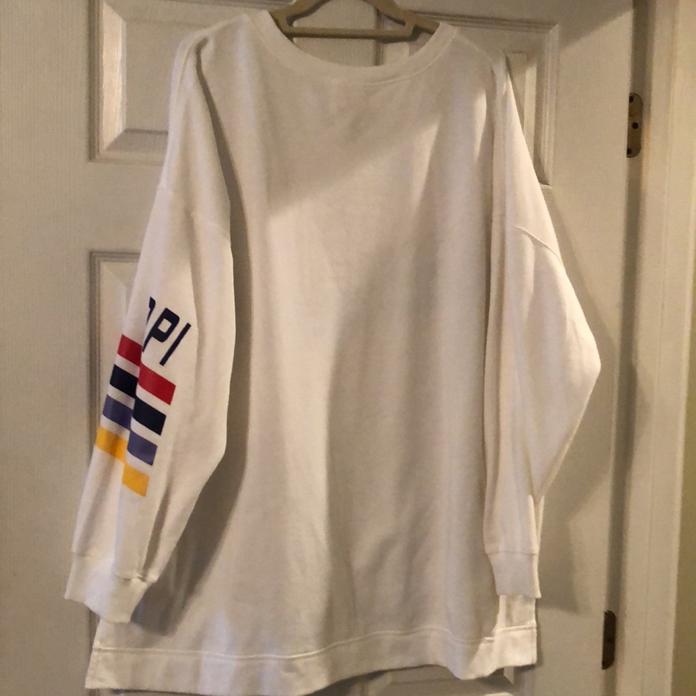 DUBGEE by Whoopi Sz 2x white French terry sweatshirt with multi stripes - Picture 6 of 6